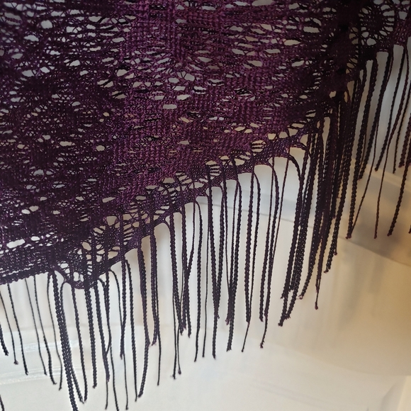 Zokai Lace Woven Purple Poncho Cape Fringe Trim - Picture 2 of 6